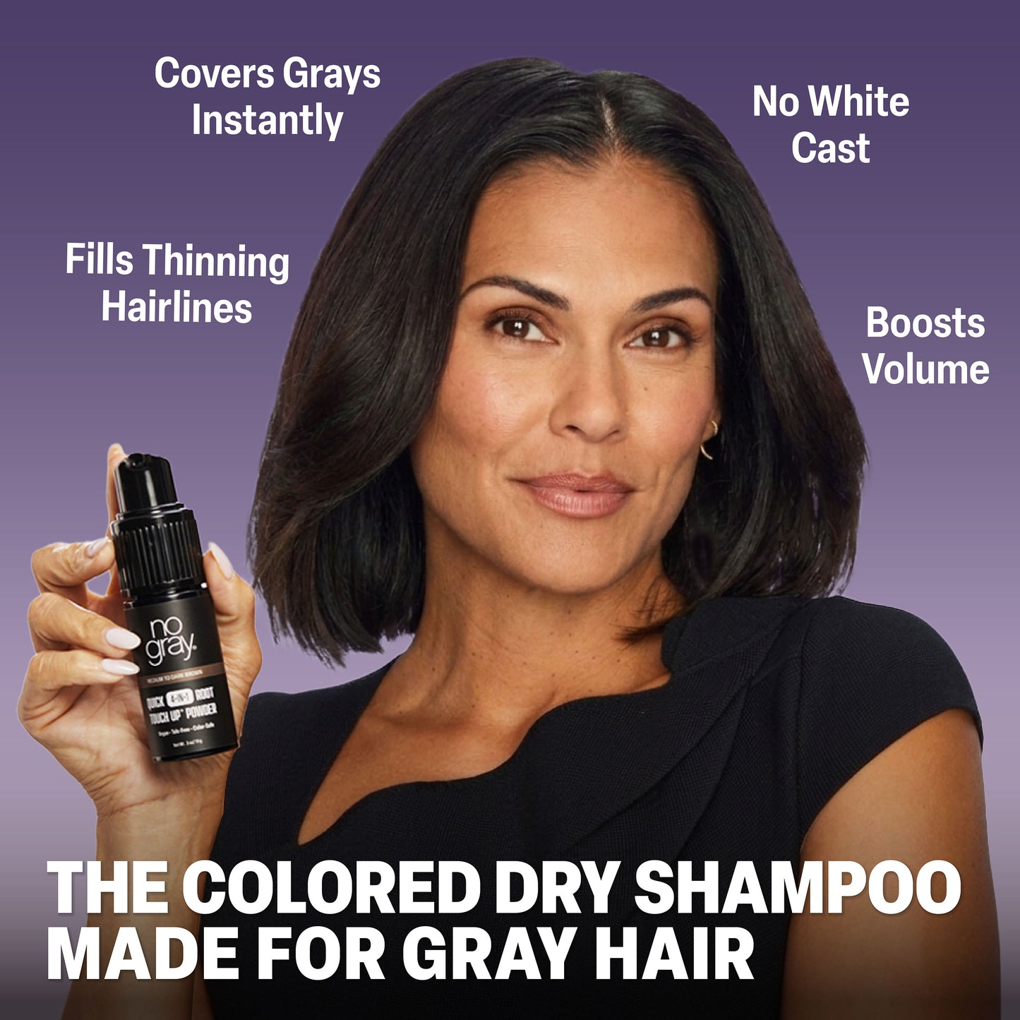 No Gray Quick 4-in-1 Root Touch-Up Dry Shampoo Powder (Light To Medium Brown)