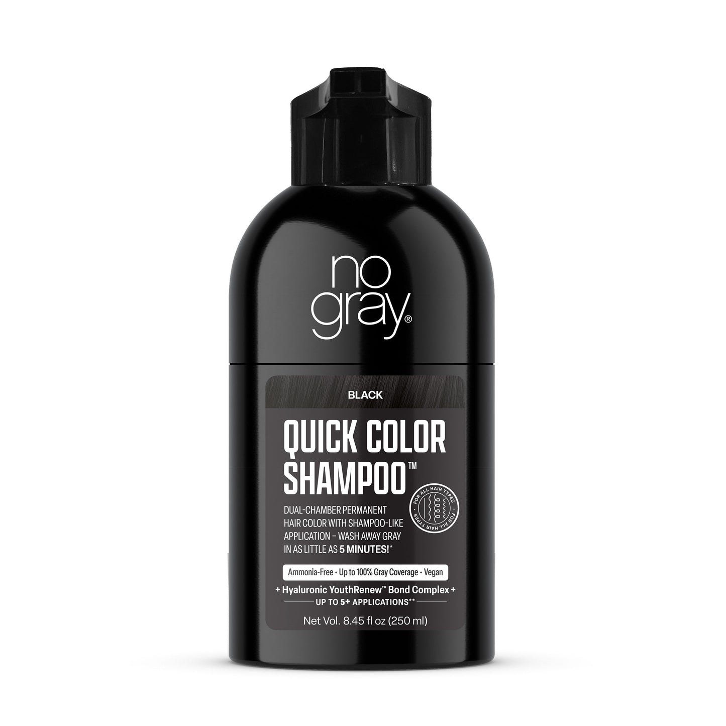 No Gray Quick Permanent Hair Color Shampoo, 8.45oz (Black)