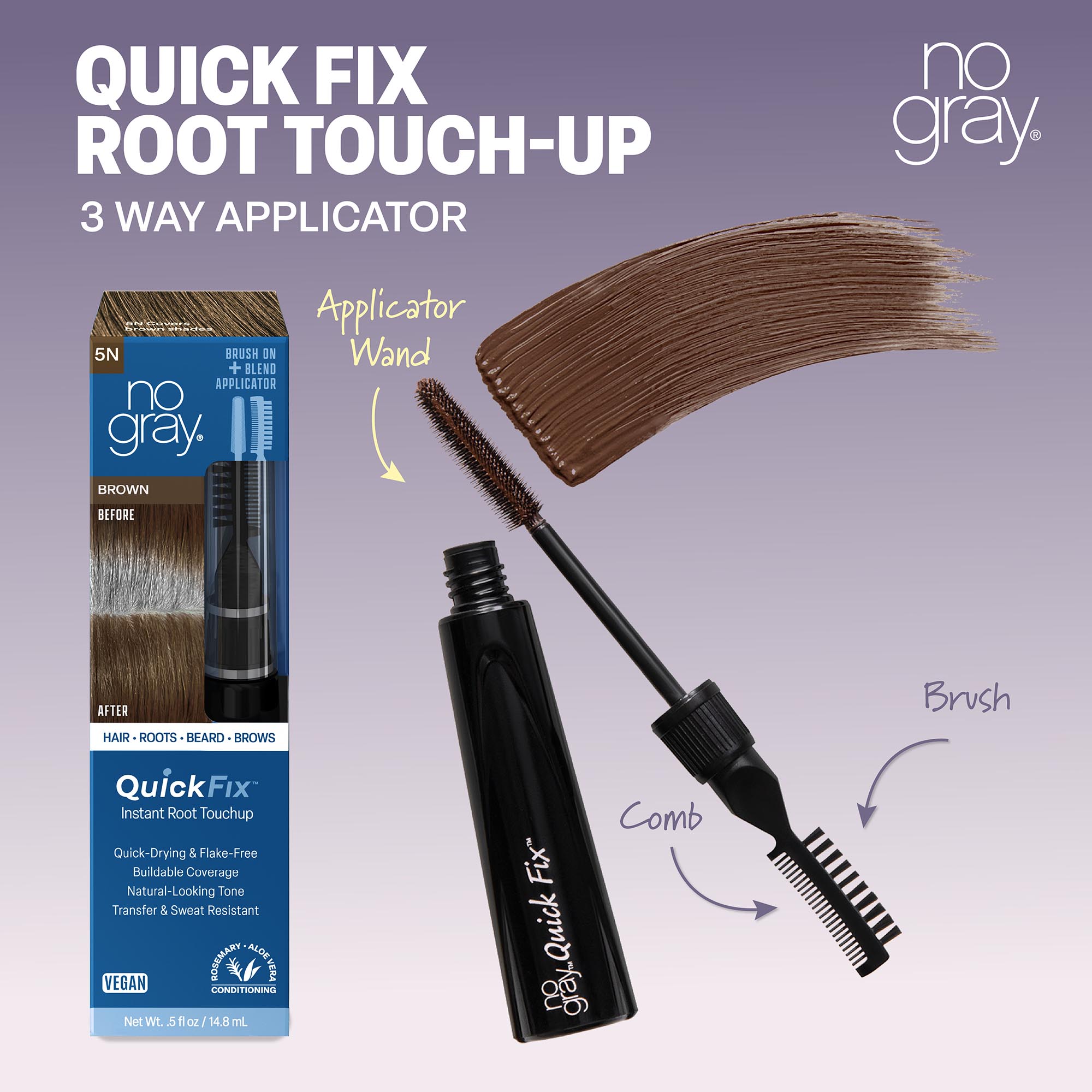 No Gray Quick Fix Black Instant Root TouchUp | No Gray Hair Care