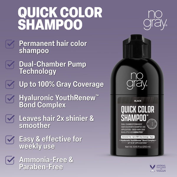 No Gray Quick Permanent Hair Color Shampoo, 8.45oz (Black)