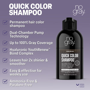 No Gray Quick Permanent Hair Color Shampoo, 8.45oz (Dark Brown)