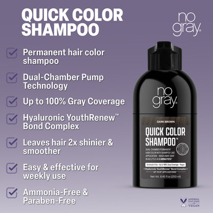 No Gray Quick Permanent Hair Color Shampoo, 8.45oz (Dark Brown)