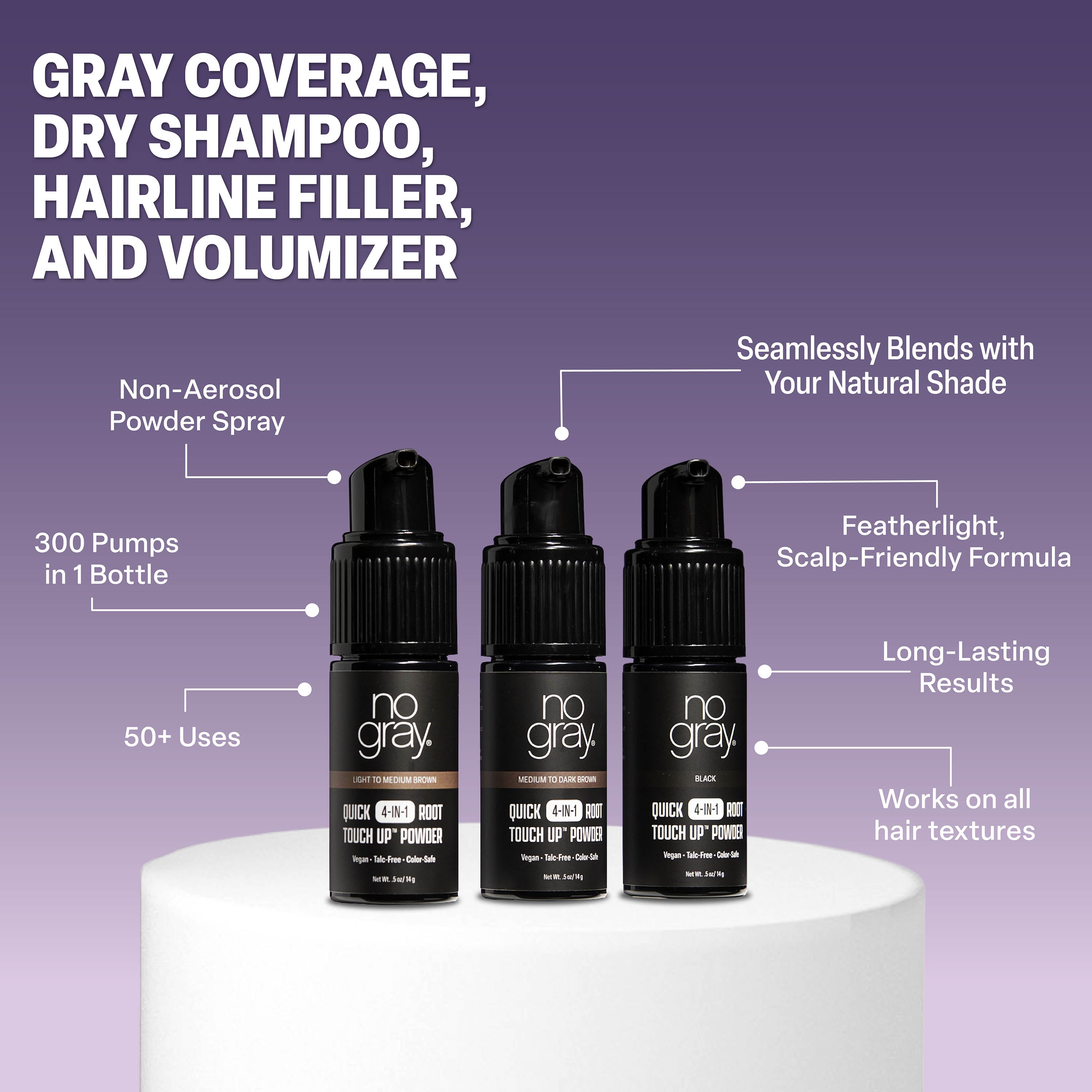 No Gray Quick 4-in-1 Light To Medium Brown Root Touch Up | No Gray