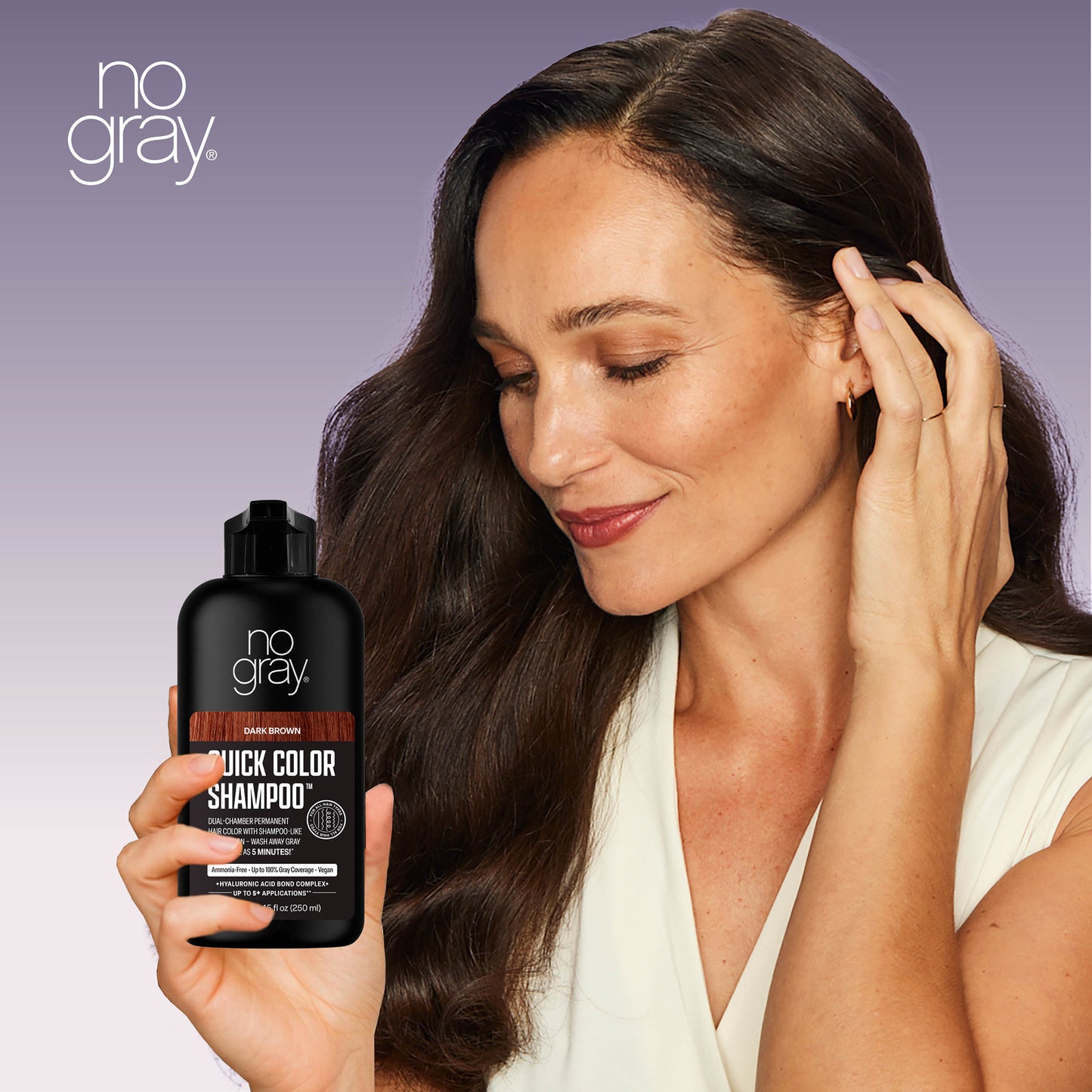 No Gray Quick Permanent Hair Color Shampoo, 8.45oz (Dark Brown)