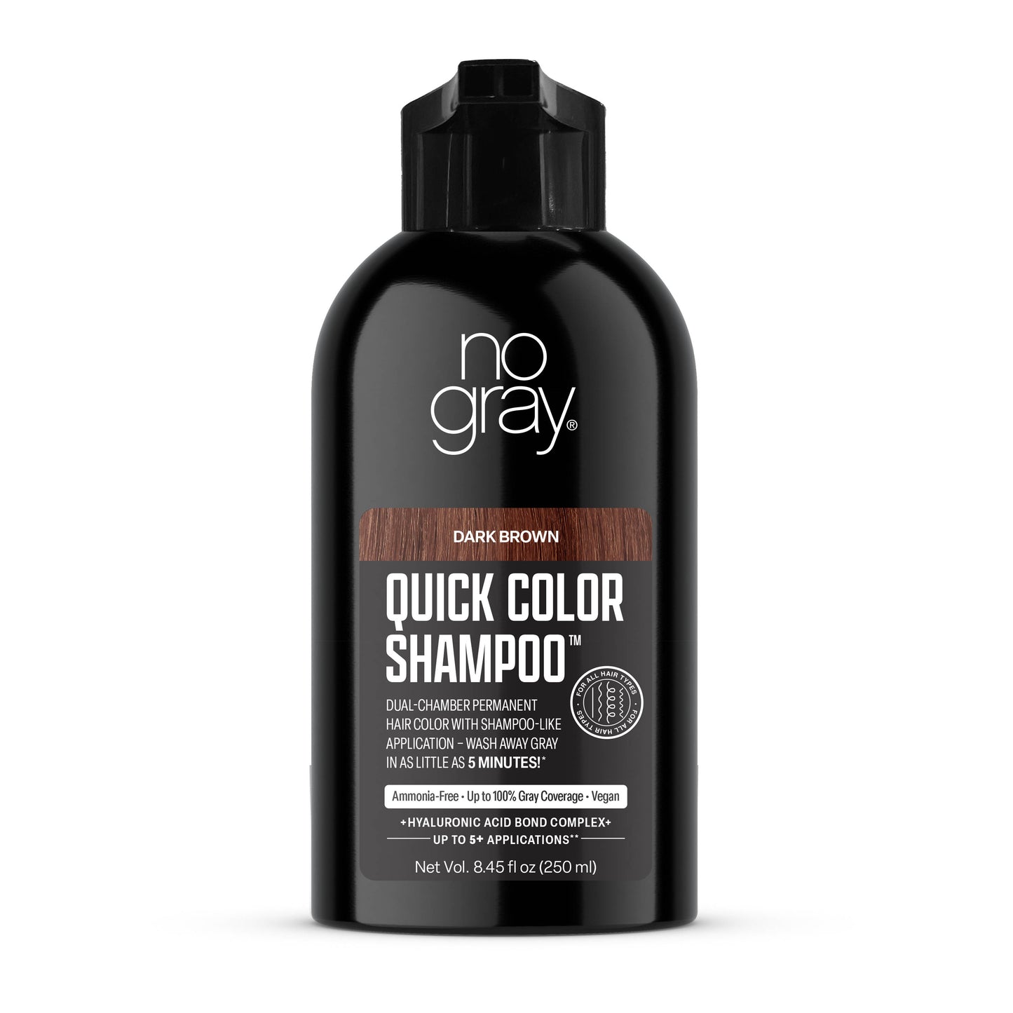 No Gray Quick Permanent Hair Color Shampoo, 8.45oz (Dark Brown)