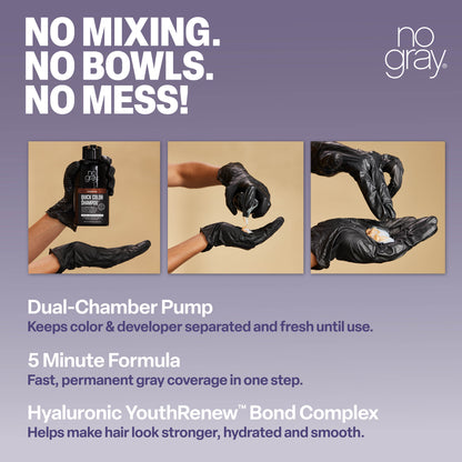 No Gray Quick Permanent Hair Color Shampoo, 8.45oz (Dark Brown)