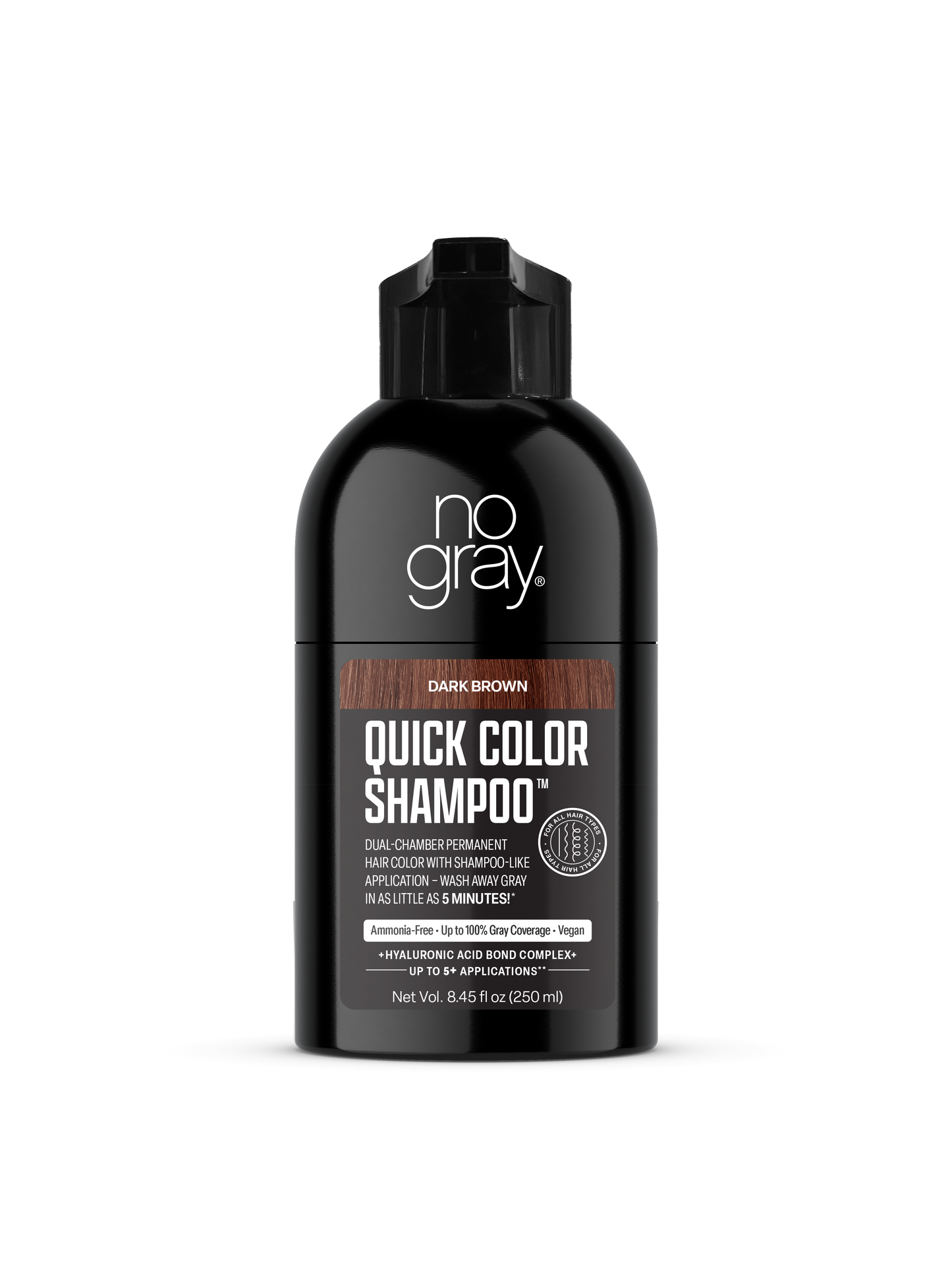 No Gray Quick Permanent Hair Color Shampoo, 8.45oz (Dark Brown)